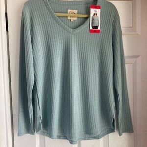 Seafoam Blue V-Neck Long Sleeve Top